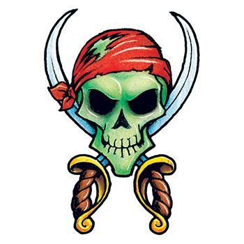 Pirate skull and crossbones temporary tattoo for Halloween