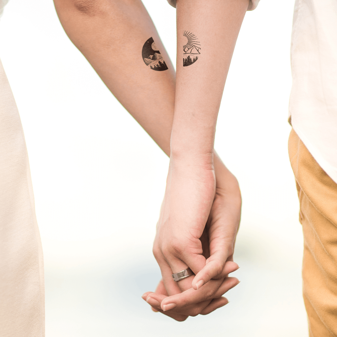 Chess King and Queen Couples Temporary Tattoo