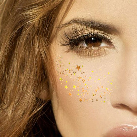 flashy freckles orange and gold stars temporary tattoo freckle