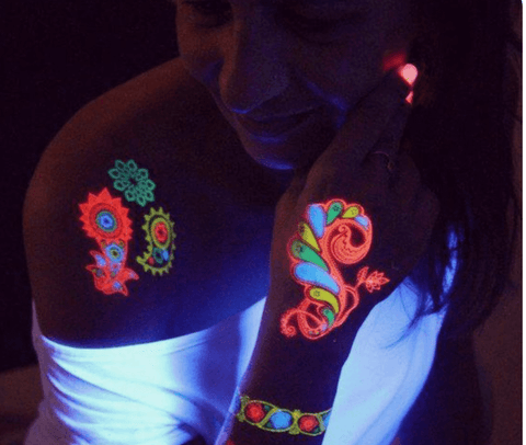 glow in the dark party ideas with temporary tattoos