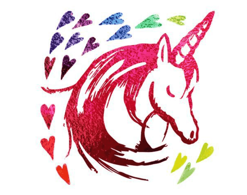 metallic rainbow unicorn tattoo idea