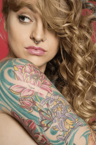 woman with colored tattoos