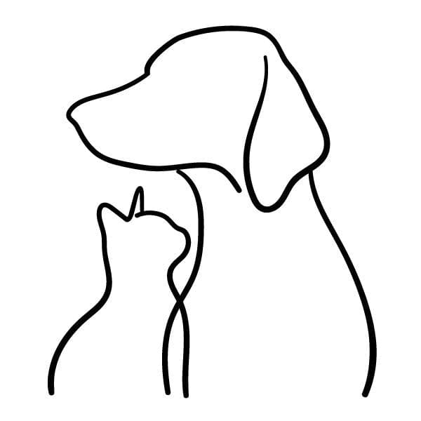 Silhouette of a dog and a cat linear tattoo style Vector Image