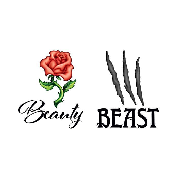Beauty and Beast Couples Temporary Tattoo  Temporary Tattoos