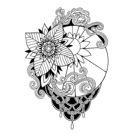 Roses Sleeve Black & White Temporary Tattoo