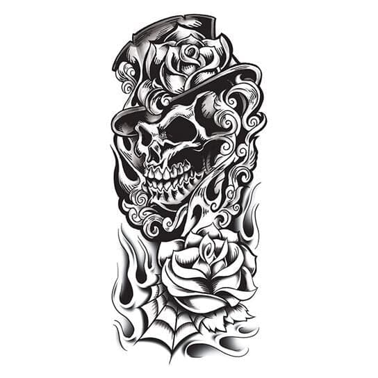 Black Grim Reaper Skull Sleeve Temporary Tattoo  Temporary Tattoos