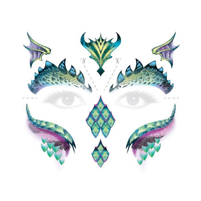Mardi Gras Feathers Glitter Face Tattoo – Tattoo for a week