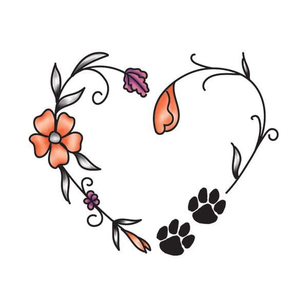 𝑴𝑨𝑹𝑰𝑬𝑺𝑶𝑷𝑯𝑰𝑬  on Instagram Paw print and delicate flower from  a while ago     tattoo tatto  Pawprint tattoo Tribute tattoos  Dog tattoos