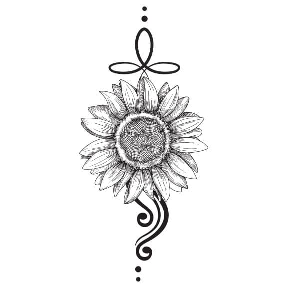 Black & White Dot Work Sunflower Print Art Print by Greg Neilson Tattoo |  Society6