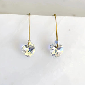 Clear ab crystal heart earrings - The Love Your Bling® Creative Studio - AB Crystal Earrings