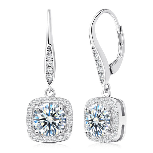 Moissanite Solitaire Leverback Earrings 925 Sterling Silver 3ct