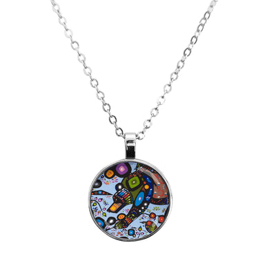 Woodland Floral' Glass Dome Necklace by Norval Morisseau - Beaded Dreams