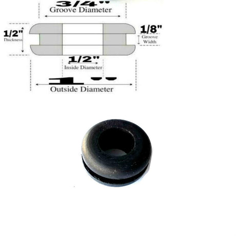 1-1/4 ID Rubber Grommet - 2 OD - 1/4 GW - Fits 1-1/2 Panel Hole