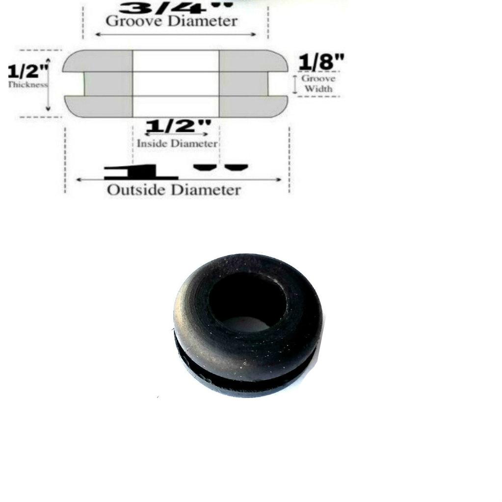 3/8” ID Fits 1/2 Hole & 3/16” Panel 12 per Pack 1/2 Rubber Grommets