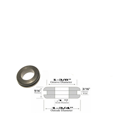 3/4 Inside Diameter Rubber Grommet - 3/16 Groove Width - Fits 1 Holes