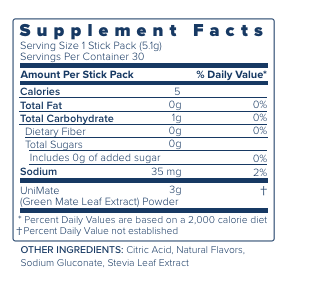 Unicity Unimate Ingredients