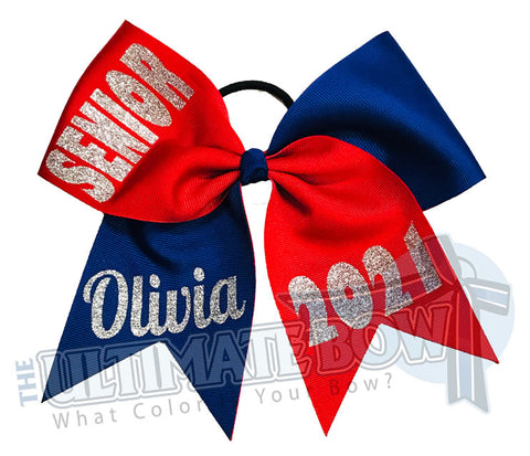 Senior Cheer Bow | Class of 2021 Cheer Bow | Graduation Cheer Bow | Senior Softball Bow | Royal Blue | Red