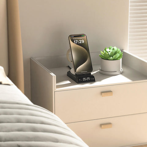 Experience the convenience of fast, foldable, and portable charging with the SwanScout 702M | 3 In 1 Foldable Wireless Charging Station for Apple devices. This unique SwanScout Charging Station for Apple is designed for portability and speed, ensuring your Apple devices are powered up wherever you go.