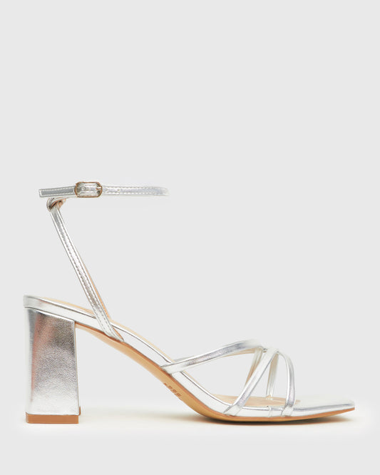 Simmi London Wide Fit Camelia pointed heeled shoe in silver metallic | ASOS