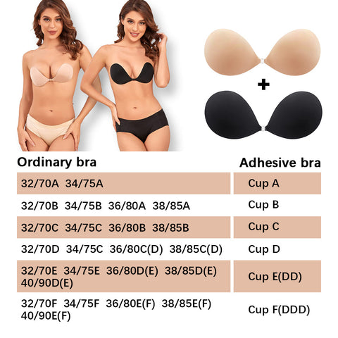 2 Pieces Women's Strapless Bra Front Buckle Lift Bra No Underwire Invisible  Push Up Bras Plus Size F Cup