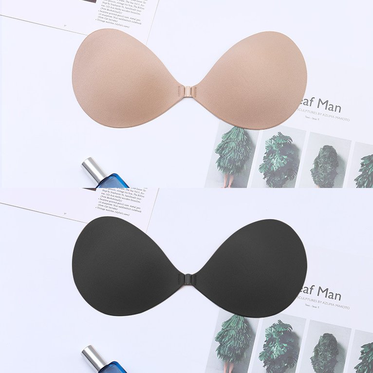 2 Pieces Strapless Pushup Bras Front Buckle Lift Bra Women Upwingsbra  Wireless Non-Slip Invisible Front Hook Underwear Bra (Black and Beige,34AB)  at  Women's Clothing store