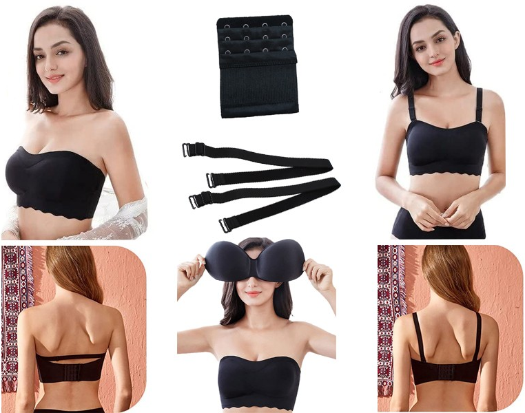 GATXVG Ladies Bandeau Sexy Lingerie Strapless Underwear Floral Lace Tube  Top Fashion Beauty Back Non-Slip Corset Padded Bra Black : :  Clothing, Shoes & Accessories