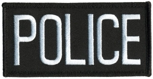 Sheriff Back Patch, White/Black-Black Border 11x4 - Sew on Backing