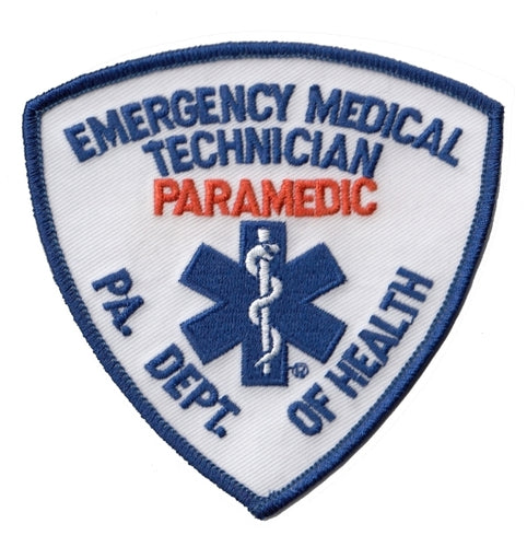 EMERGENCY MEDICAL TECHNICIAN AMBULANCE Shoulder Patch, Royal/Royal,  3-9/16x3-9/16