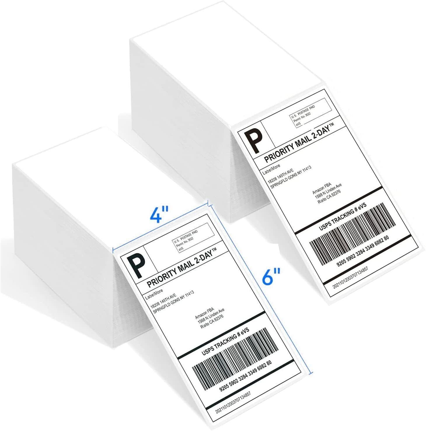 500-5000 4x6 Fanfold Direct Thermal Shipping Labels for Zebra Rollo Printers