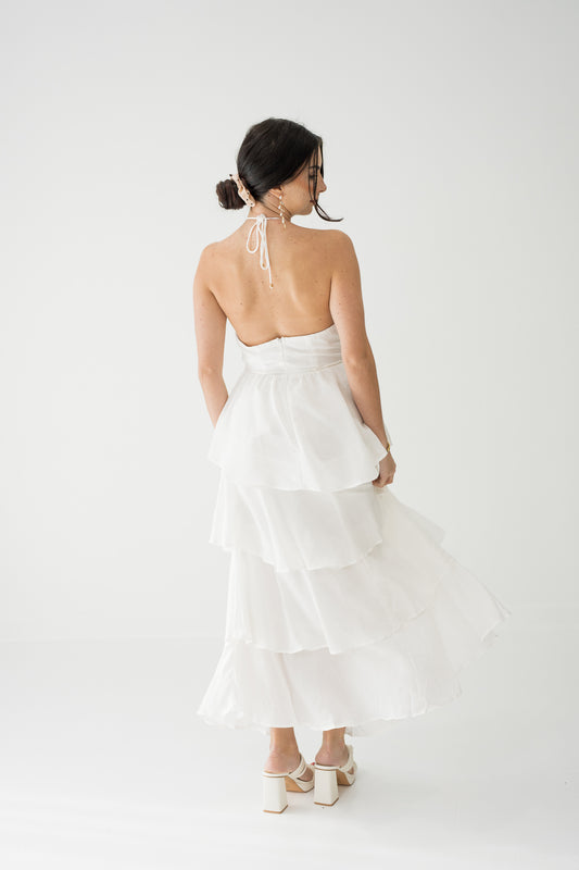 Halter Neck Maxi with Bow Back – Little White Dress