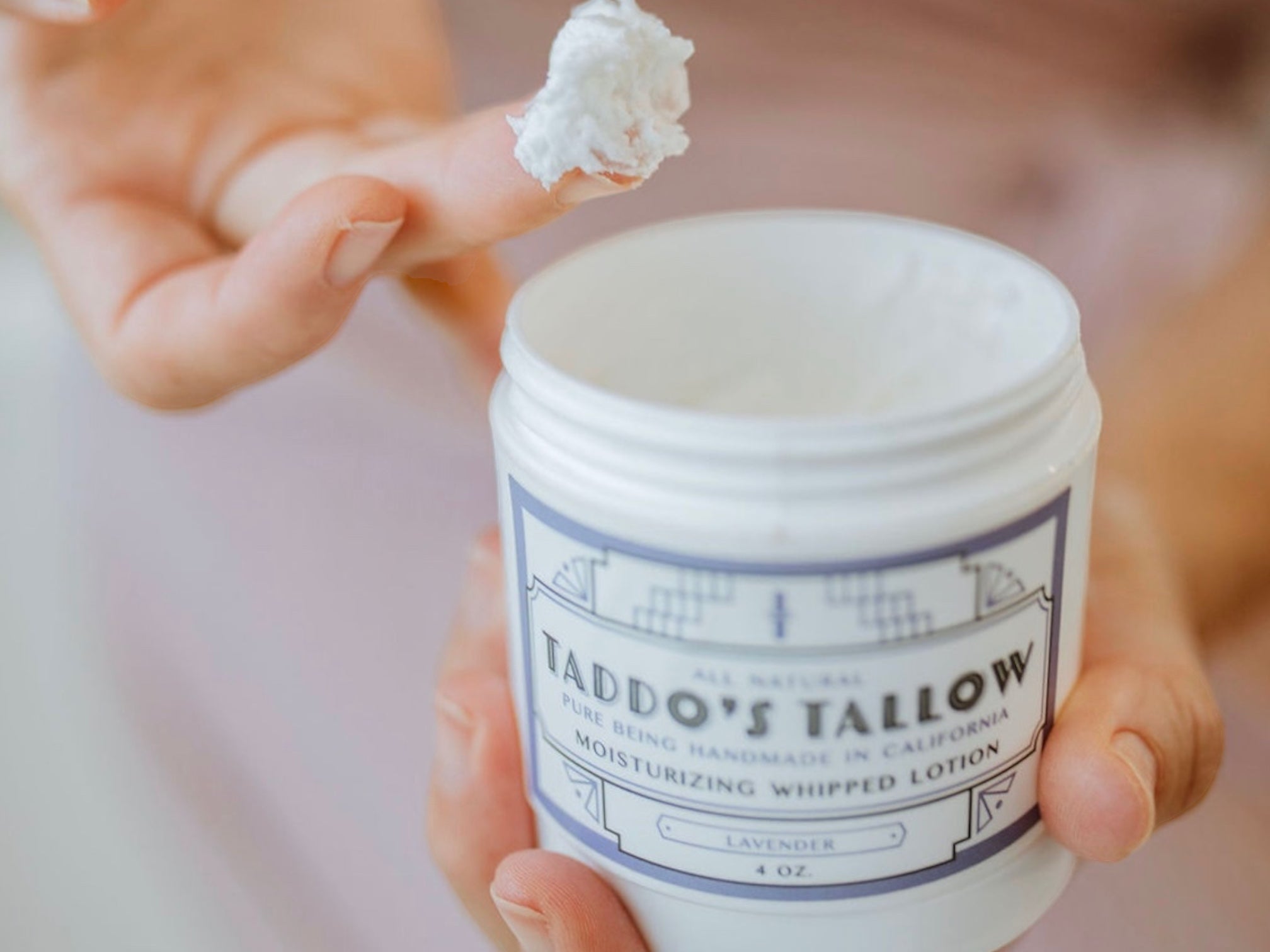 Whipped tallow on finger