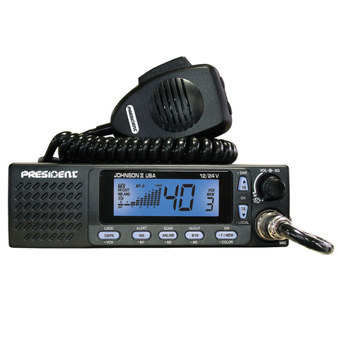 President Adams FCC CB Radio. Large LCD with 7 Colors, Programmable EMG  Channel Shortcuts, Roger Beep and Key Beep, Electret or Dynamic Mic, ASC  and