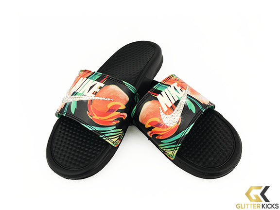 nike slides with flowers