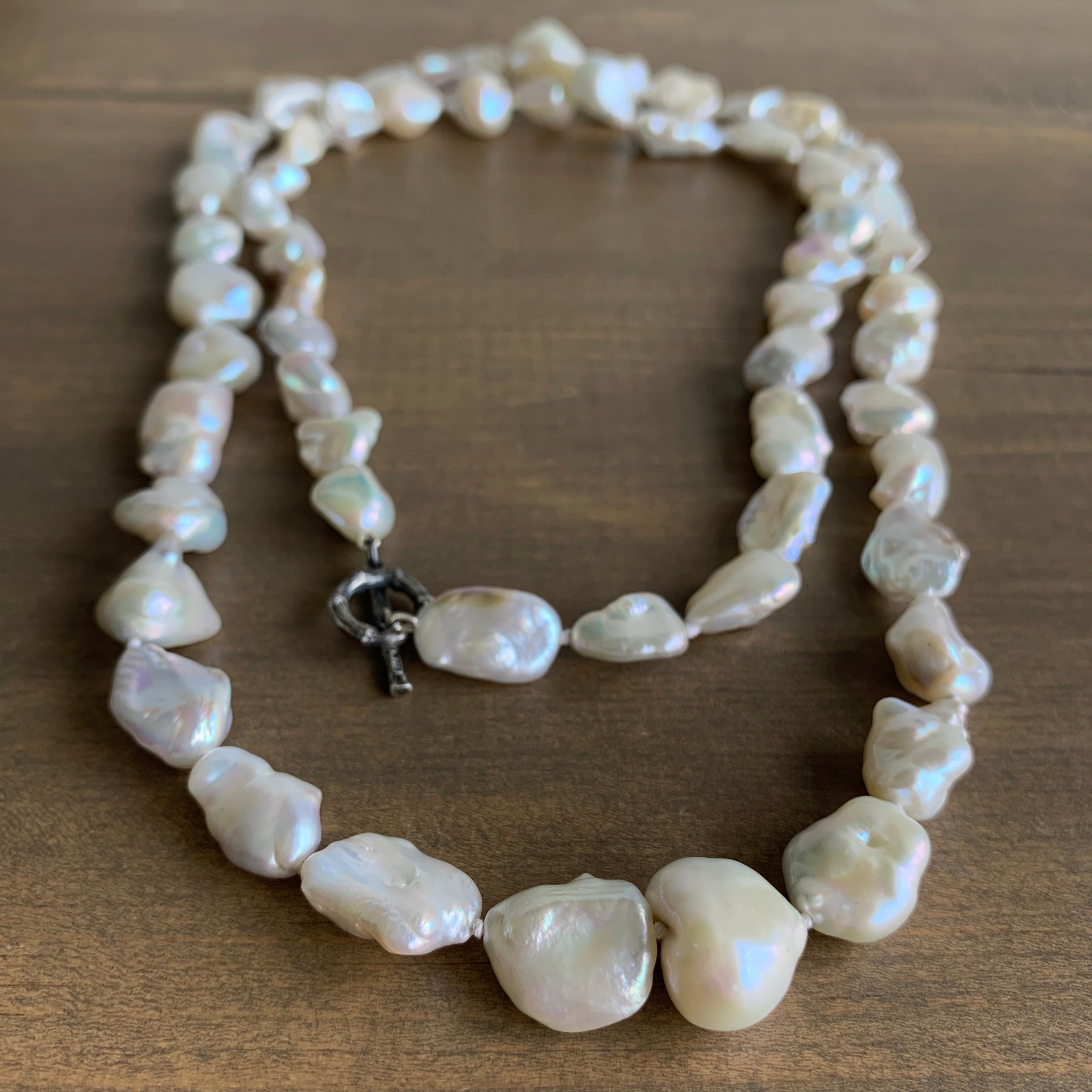 Mimi Favre White Fresh Water Baroque Pearl Strand