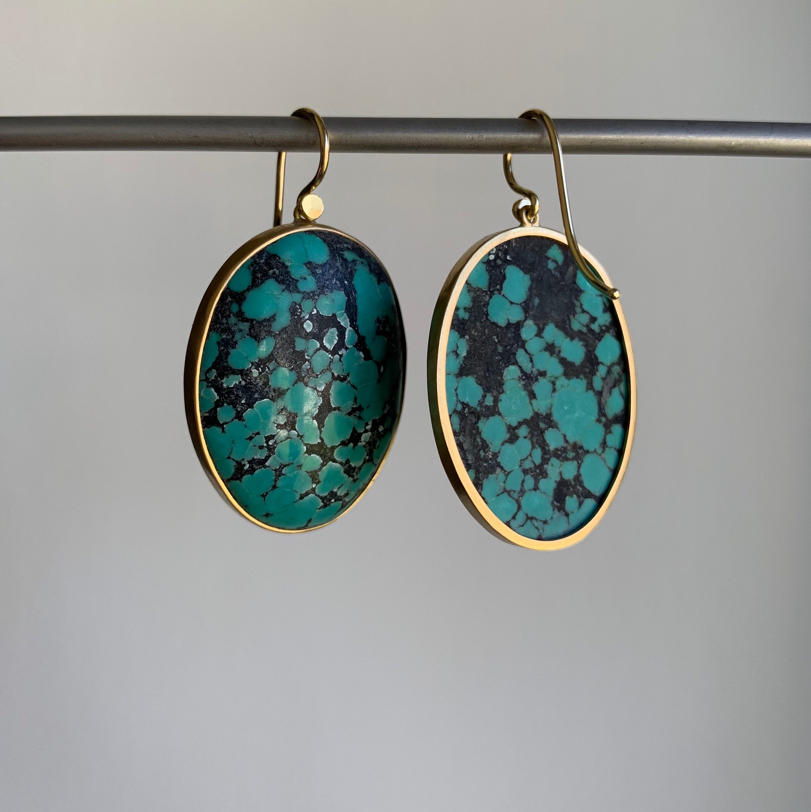 Lola Brooks Tibetan Turquoise Oval Earrings