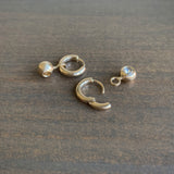 S. Yamane Hinged Hoops with Rose Cut Diamond Drops