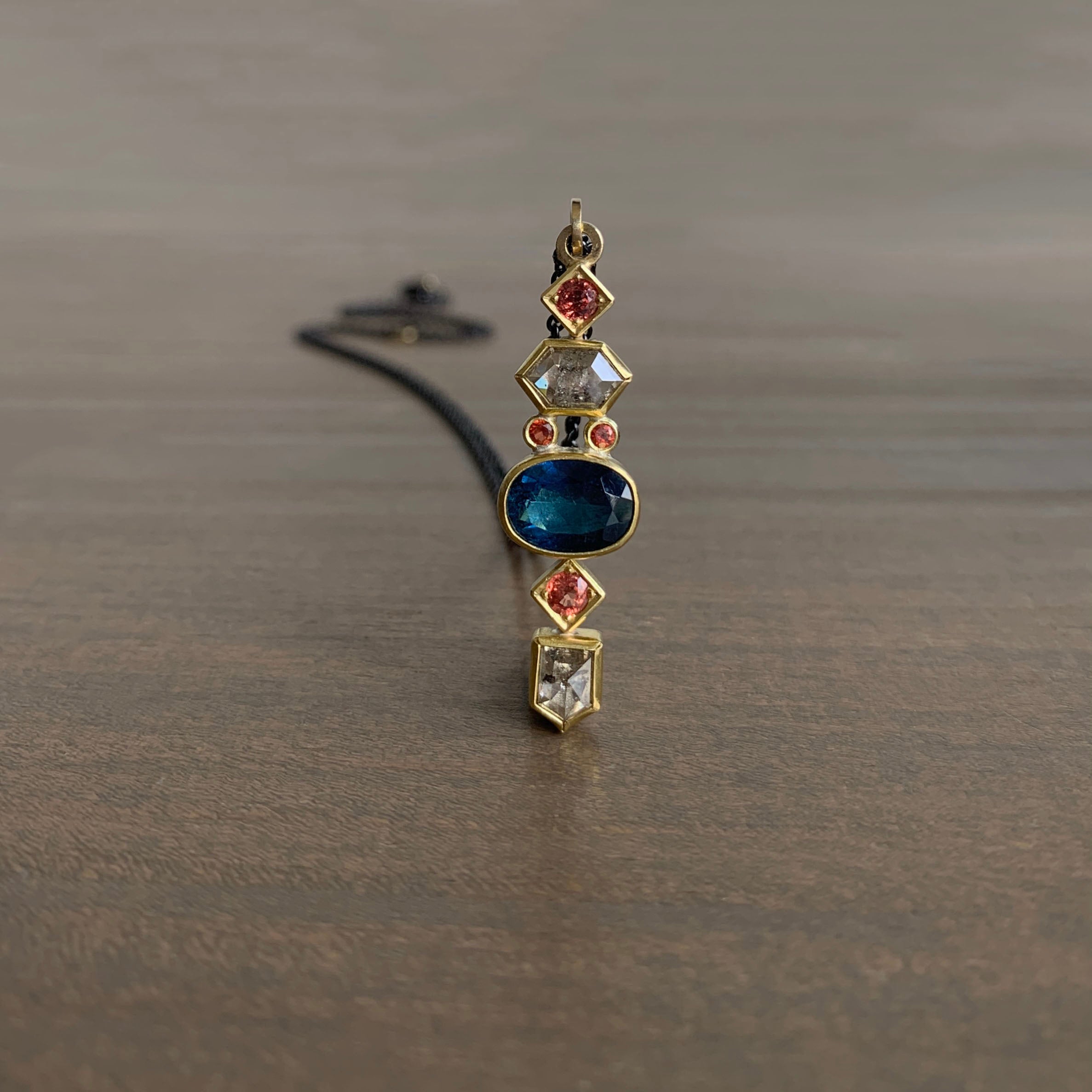 Sam Woehrmann Aquamarine, Spinel, and Diamond Totem Pendant