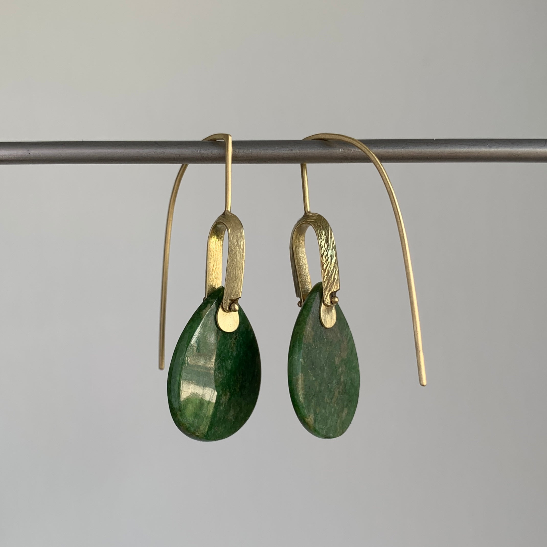 Heather Guidero Teardrop Wyoming Jade Earrings