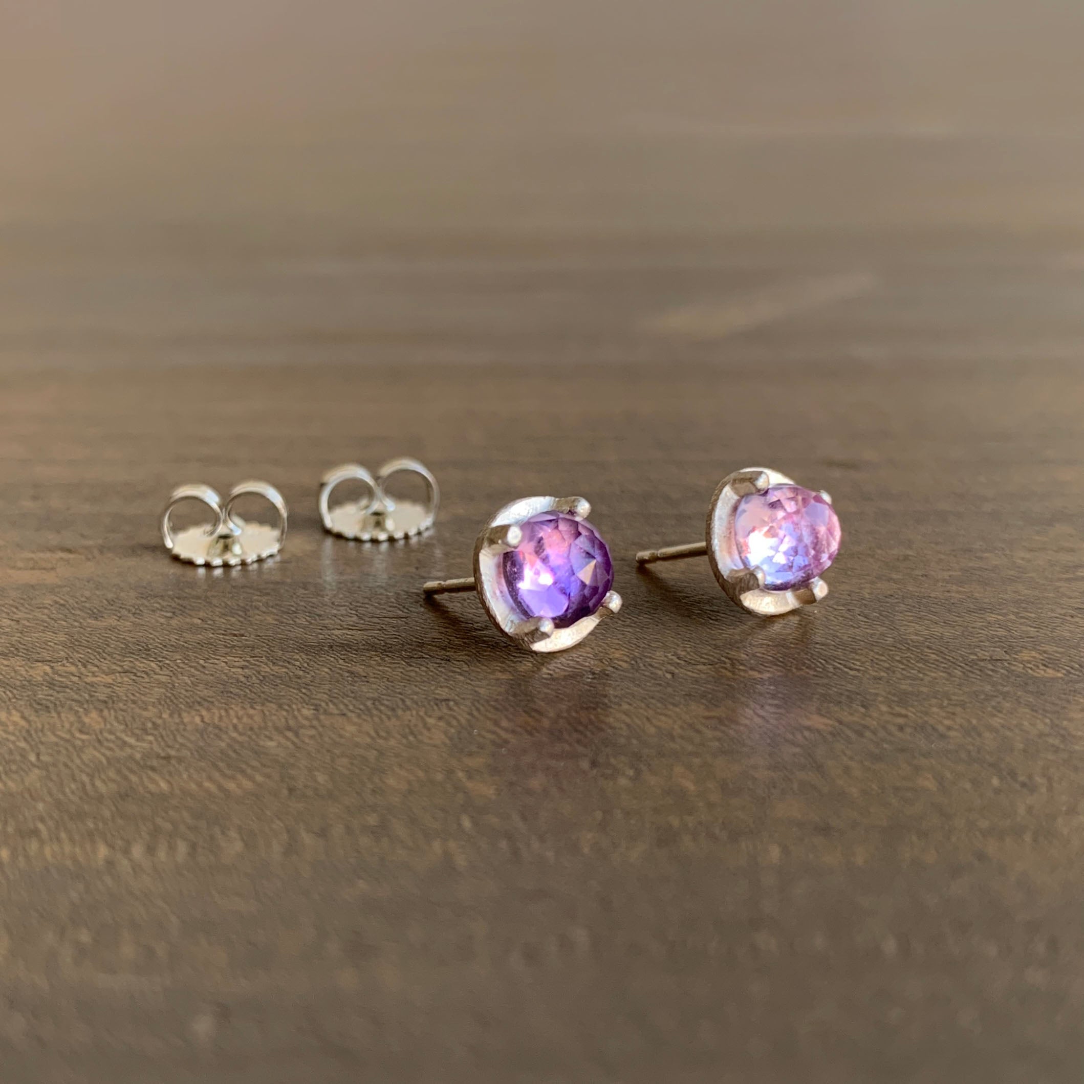 Heather Guidero Carved Prong Set Amethyst Studs