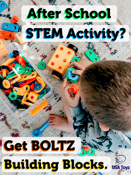 Kids can play after school and can still learn with BOLTZ building blocks. Let them have fun while keeping their creativity engaged. Remember, all work and no play makes a child dull.