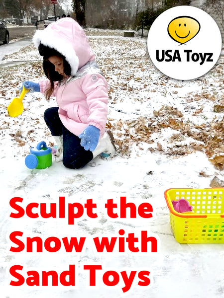 Did you know you can use beach toys in the snow? Sculpt snow using sand molds for year-round fun! Shop fun beach accessories and sand molds from USA Toyz!
