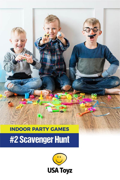 Best Mom TIP ever! Order small bulk toys from USA Toyz to use as kids party favors and scavenger hunt prizes. Also great filler for Saran Ball game! Keeps kids entertained for hours - even days.