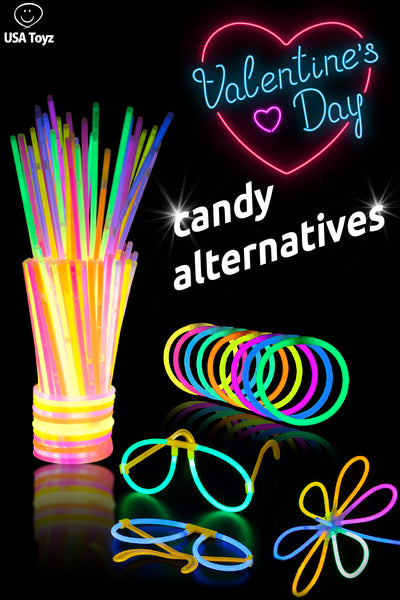 Glow sticks are fun for Valentine's Day parties, give instead of candy or with your Valentine's day cards. Use for pinata fillers, goody bags and Saran Ball game gift ideas. These party favors come in bulk from USA Toyz