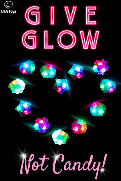 Give glow jelly rings to friends and classmates for Valentines Day toys. No worries of food allergies with these light up rings - they are the perfect candy alternative that kids love.