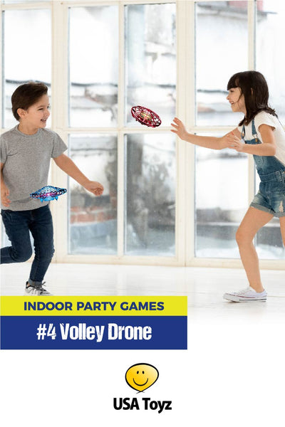 Need indoor party games for active kids? Fly the Scoot Drone - a motion sensor drone that kids can volley back and forth with the wave of their hand. Made for indoors and multiplayer game for teams or individuals. #momhack #kidsgames