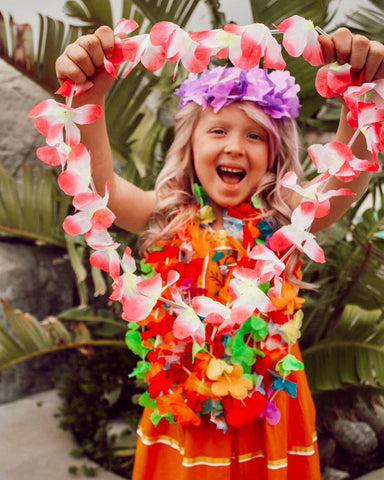 use hawaiian leis to decorate your tiki party