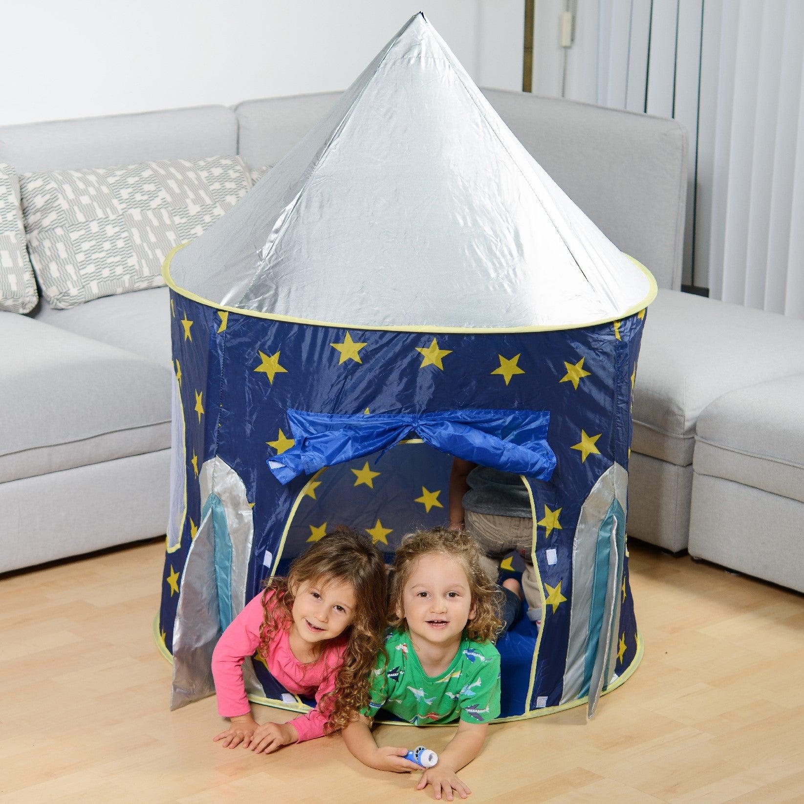 USA Toyz Rocket Ship Pop Up Kids Tent - Space-Themed Indoor Playhouse