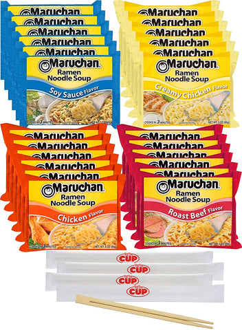 By The Cup Maruchan Ramen Instant Lunch Variety 6 Flavors with By The Cup  Chopsticks 12 Count