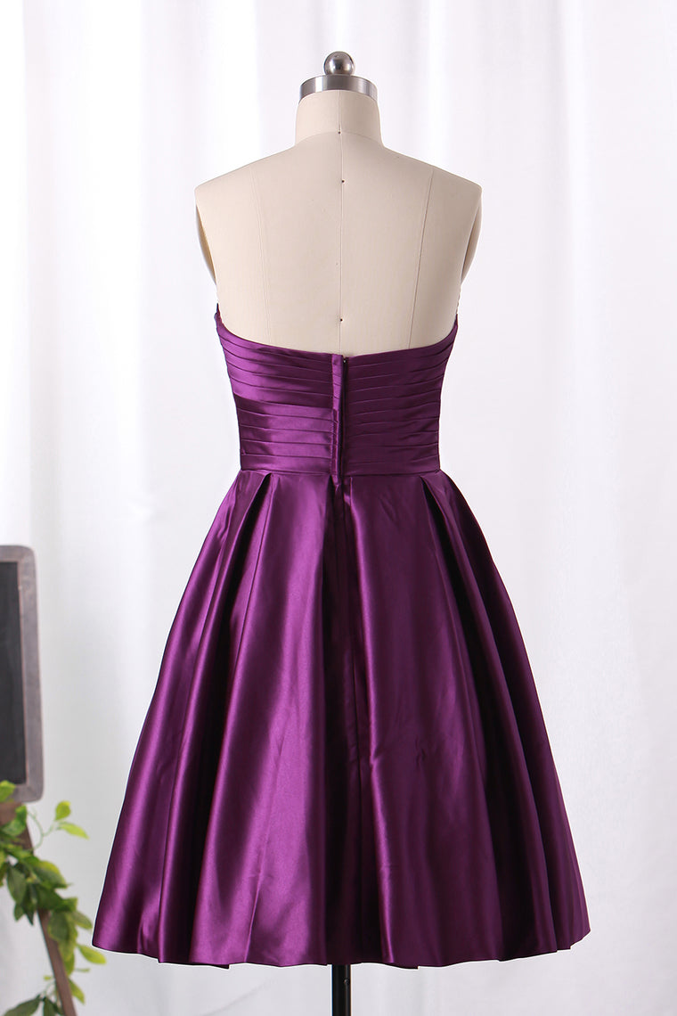 2024 Robe de demoiselle d'honneur A Line Sweetheart Satin With Ruffles Short / Mini
