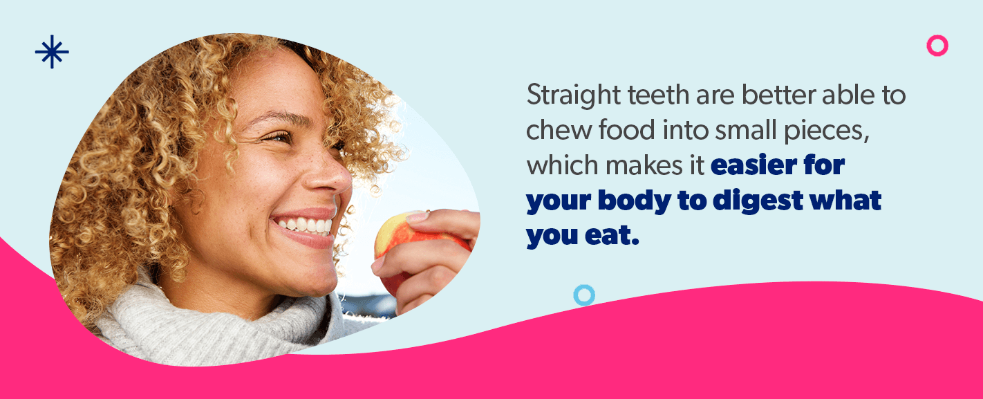 Straight teeth are better able to chew food into small pieces.